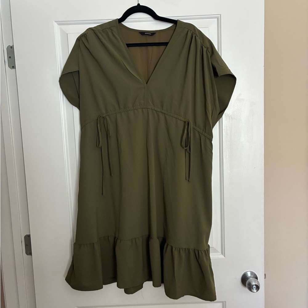 Dokotoo Olive V-Neck Dress